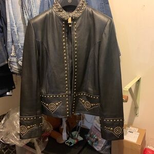 Leather studded jacket